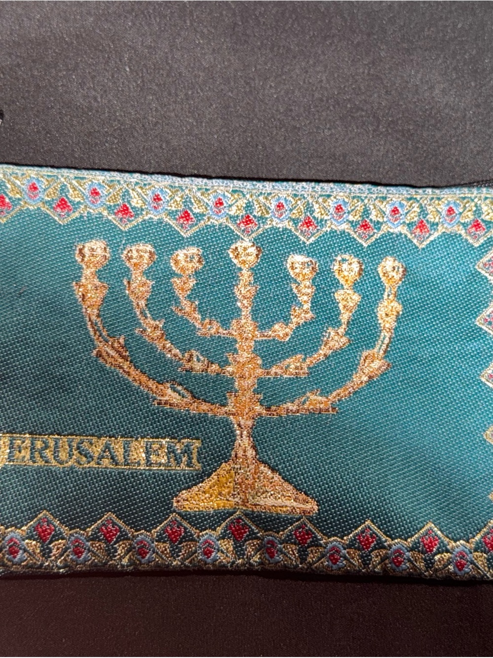Jerusalem Teal and Gold Embroidered Women’s Clutch